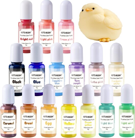LET'S RESIN Silicone Pigment Dye for Taba Squishy, 16 Colors Opaque Pigment Paste for Silicone Rubber Mold Making, Vibrant Colorant for Squishy Maker Coloring